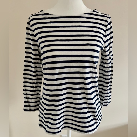J. Crew Tops - J crew white and navy cotton mariner shirt, size S